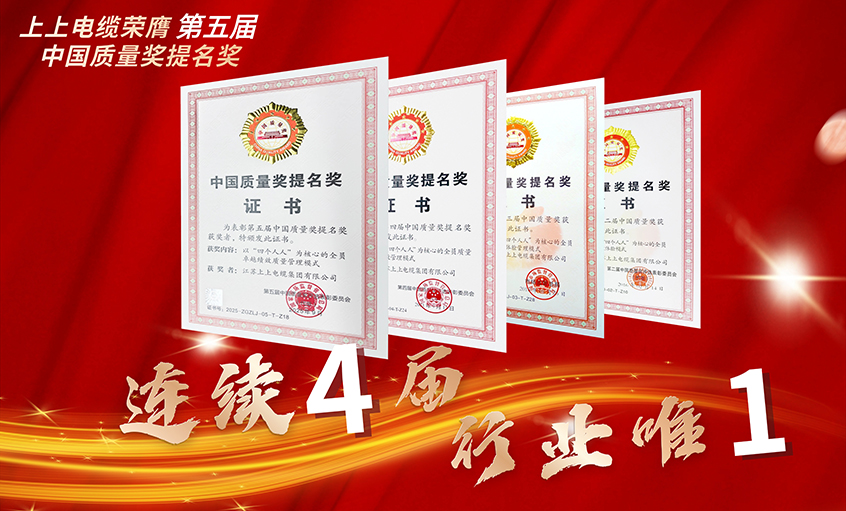 行业唯一！pg电子电缆一连四届荣膺中国质量奖提名奖